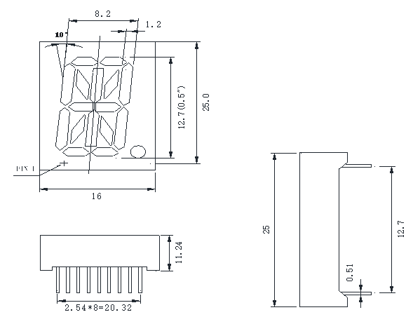 Segmented Light Guide Alphanumeric 0.50 Inch 14 Segment Led 16 Segment Single Digit Numeric Alphanumeric ...
