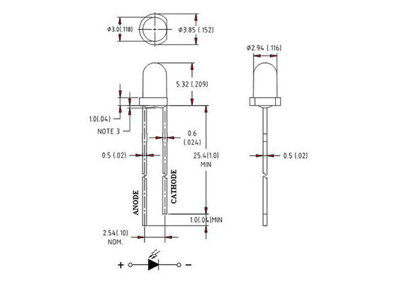 3mm Round IR Emitting Diode Standard T-1 LED With Flange Type Silicon Pin Photodiode Receiver