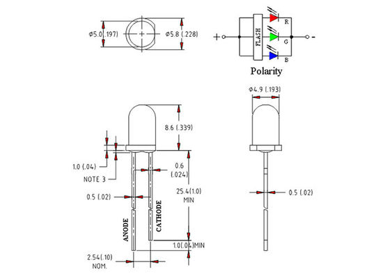 5mm Cylindrical Led Light Emitting Diode without Flange Type Full Color Blinking LEDs RGB Flashing dip lamp led